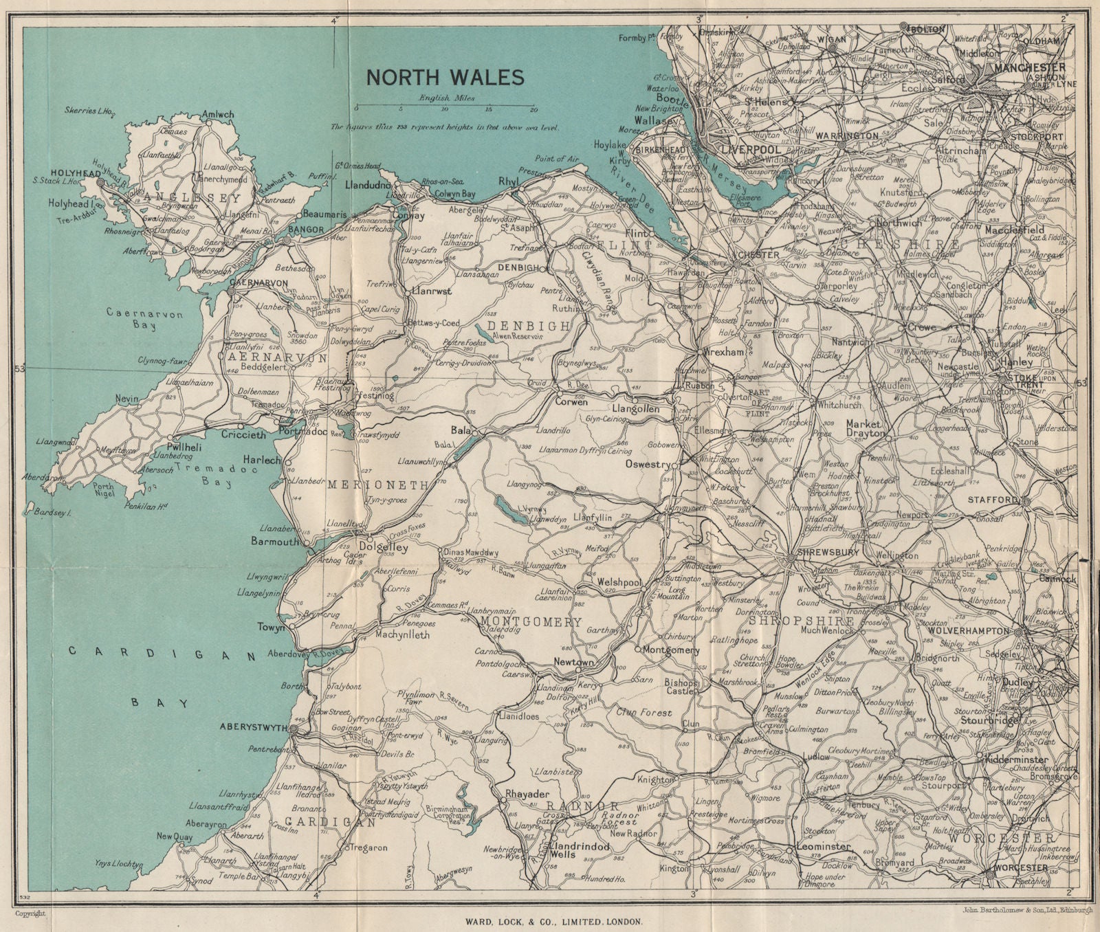 NORTH WALES. Rhyl Flint. WARD LOCK 1948 old vintage map plan chart